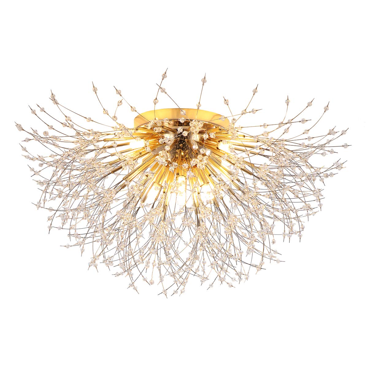 Garwarm Ceiling Chandelier, Modern LED Crystal Ceiling Lights 6/8 Lights Gold Chandelier Lighting for Bedroom Living Dining Room