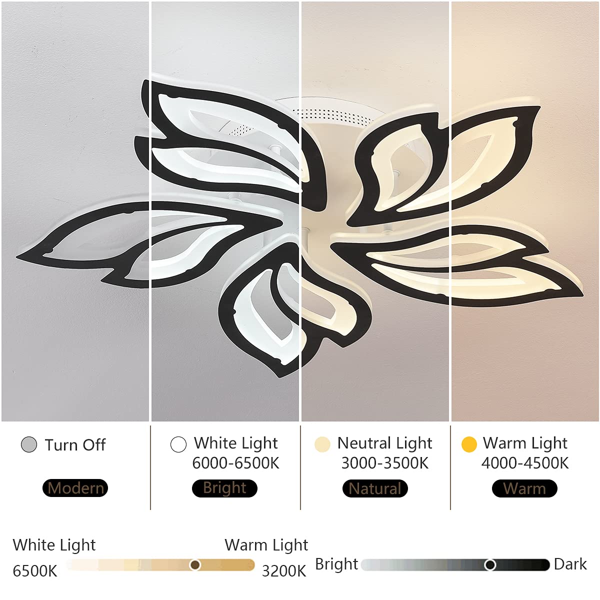 Garwarm 60W Modern Leaves LED Ceiling Light Fixture