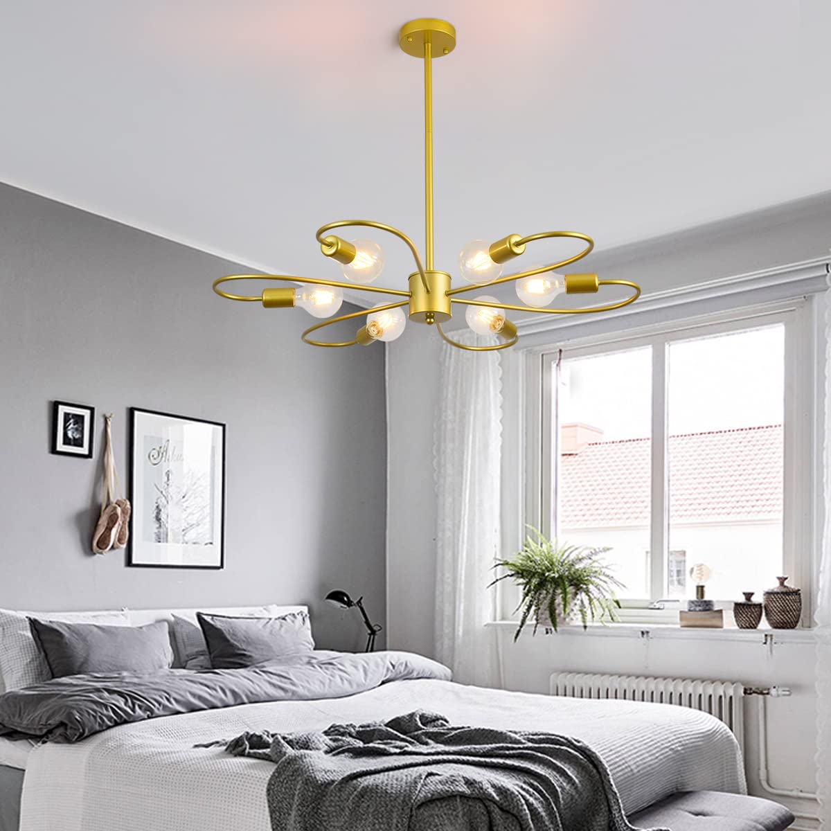 Garwarm 6-Light Irregular Mid-Century Modern Chandelier