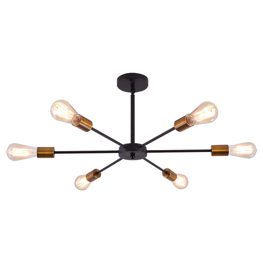 Garwarm 6-Lights Sputnik Modern Industrial Chandelier for Farmhouse Kitchen Living Room